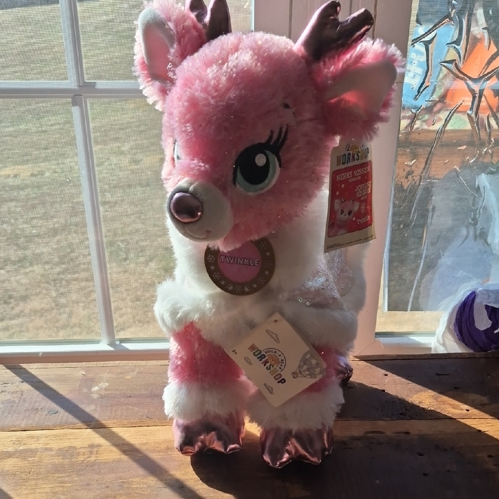 Pink and White BUILD A BEAR Reindeer